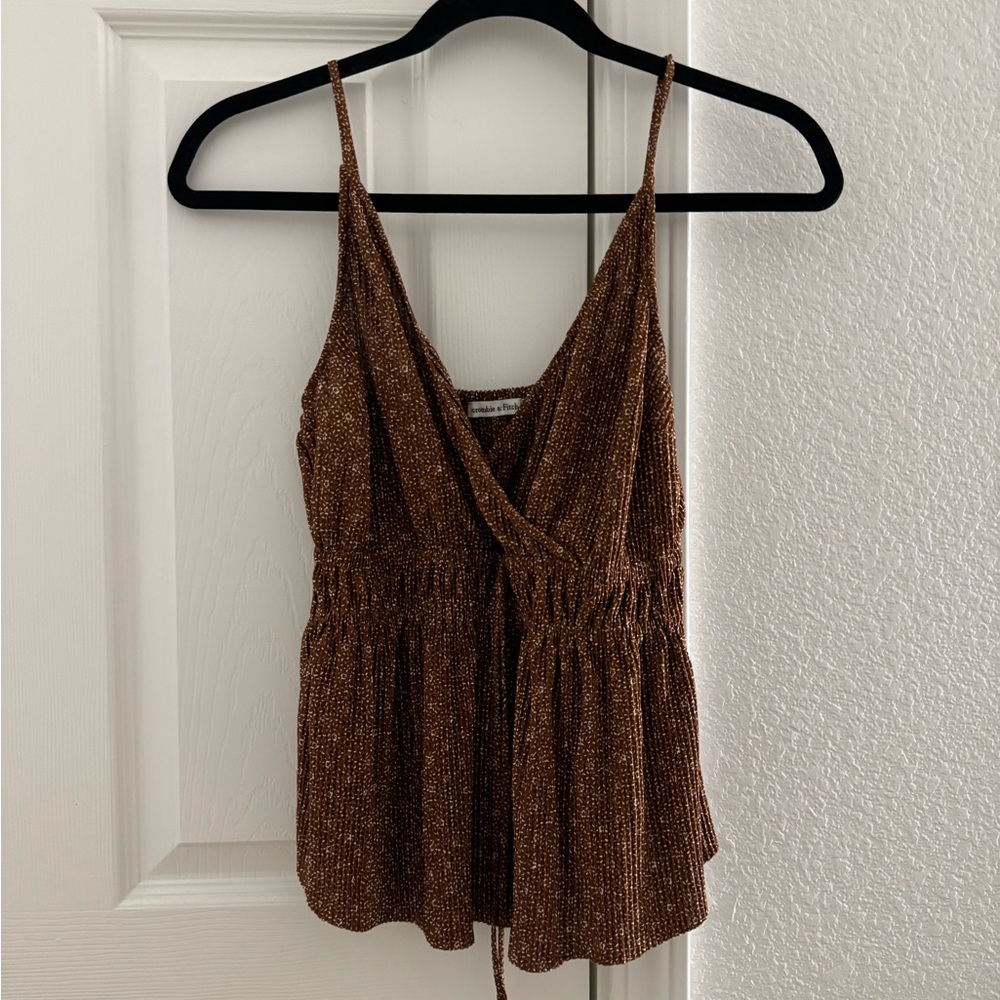 Brown Luxe Abercrombie Wrap Top